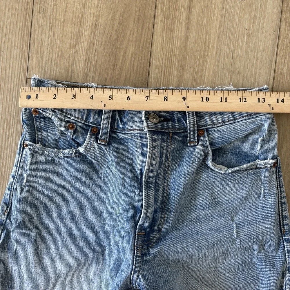 Abercrombie High Rise Distressed Cut Off  Raw Hem Denim Shorts Size 2 26 - Picture 5 of 7